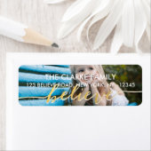 金ゴールド信じ |ホリデーフォト住所 シール (インサイチュ)