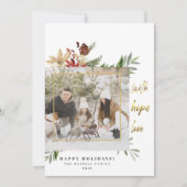 金ゴールド信仰の希望2つの写真の青いクリスマス シーズンカード (正面)