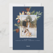 金ゴールド信仰の希望2つの写真の青いクリスマス シーズンカード (裏面)