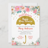 金ゴールド傘の4月にシャワーがメイの花をもたらす 招待状 (正面)