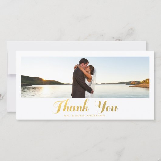 金ゴールド優雅 | お結婚礼フォトカード サンキューカード (正面)