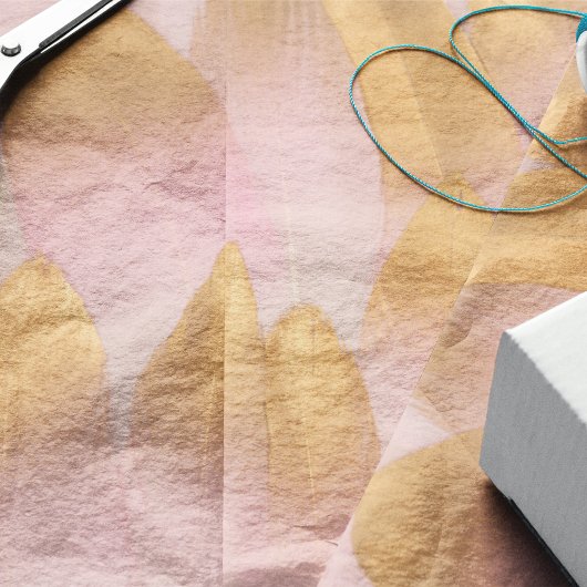 金ゴールド先端ピンクの羽 薄葉紙