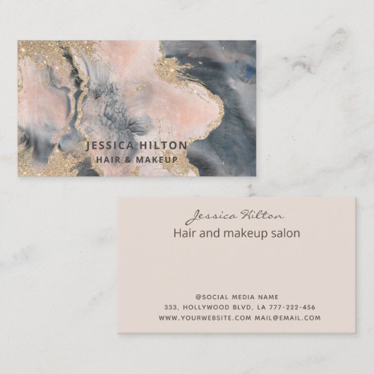 金ゴールド光エレガント輝抽象芸術水洗剤 名刺 (正面/裏面)