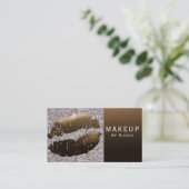 金ゴールド光沢のある唇リップスティック化粧ガラスサロン 名刺 (スタンド正面)