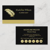 金ゴールド光沢のある花の葉パームの黒 ロイヤリティカード (正面/裏面)