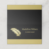 金ゴールド光沢のある花の葉パームの黒 予約カード (外部開封)