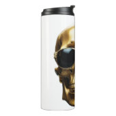 金ゴールド光沢のある金属3Dスカル（サングラス付） タンブラー (回転左)