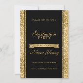 金ゴールド光沢グリッター 招待状 (正面)