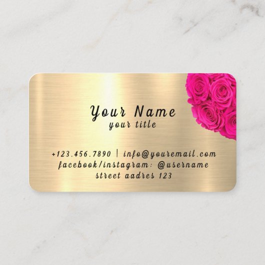 金ゴールド光沢バラH文字 名刺 (裏面)