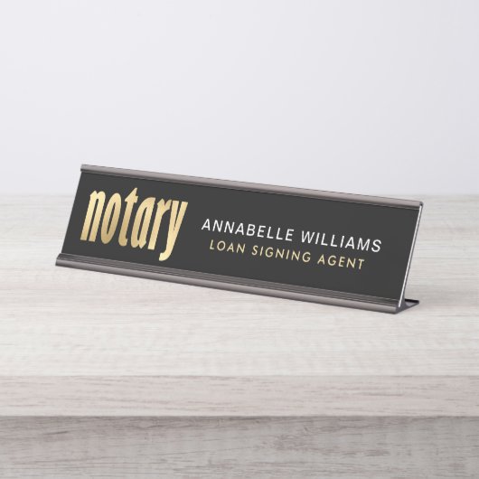 金ゴールド公エレガント証人貸付け業者   デスクネームプレート (正面)