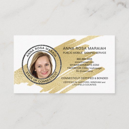 *～*金ゴールド公証フォトペンフェザー署名エージェント 名刺 (裏面)