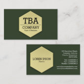 金ゴールド六角 – ハンターグリーン 名刺 (正面/裏面)