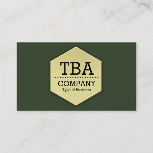金ゴールド六角 – ハンターグリーン 名刺 (正面)