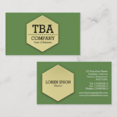金ゴールド六角 – モスグリーン 名刺 (正面/裏面)