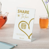 金ゴールド共有愛結婚の写真共有QRコード 台座サイン (インサイチュ)