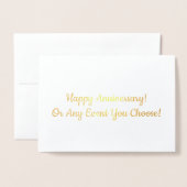 金ゴールド内カスタムの記念日またはイベントメッセージ 箔カード (封筒付き正面)