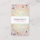 金ゴールド円とカラフル紙吹雪美しいサロンおもしろい 名刺 (正面)