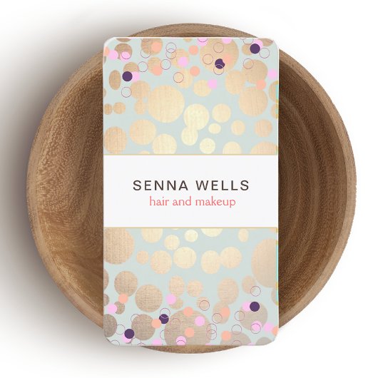 金ゴールド円とカラフル紙吹雪美しいサロンおもしろい 名刺