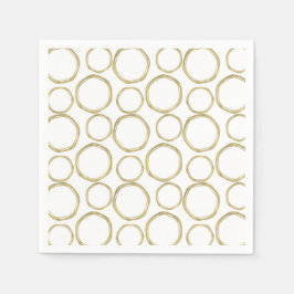 金ゴールド円オンホワイトモダントレンディー スタンダードカクテルナプキン