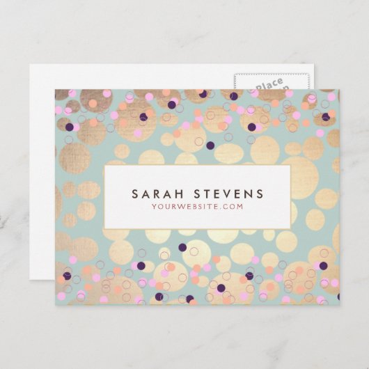 金ゴールド円カラフル紙吹雪美しいサロンおもしろい ポストカード (正面/裏面)