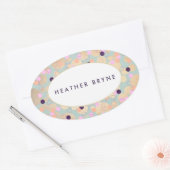 金ゴールド円カラフル紙吹雪美しいサロンおもしろい 楕円形シール (封筒)