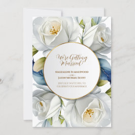 金ゴールド円フレームホワイトローズフローラ背景 招待状