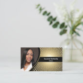 金ゴールド写真の白い緩和曲線カスタム番号 名刺 (スタンド正面)