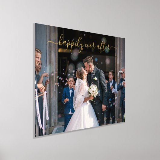 金ゴールド写真エレガントの後の結婚幸せ 箔ポスター (レイダウン)