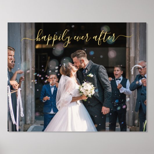 金ゴールド写真エレガントの後の結婚幸せ 箔ポスター (正面)