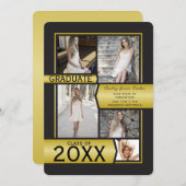 金ゴールド写真コラージュのクラスの卒業 案内状 (正面/裏面)