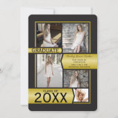 金ゴールド写真コラージュのクラスの卒業 案内状 (正面)