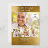 金ゴールド写真コラージュ誕生日 招待状 (正面)