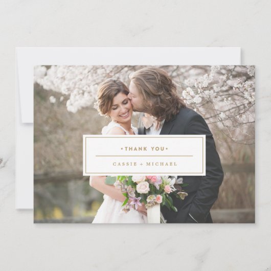 金ゴールド写真サンキューカード結婚のサンキューカード サンキューカード (正面)