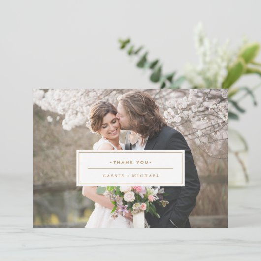 金ゴールド写真サンキューカード結婚のサンキューカード サンキューカード (スタンド正面)