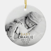金ゴールド写真スクリプトベビー誕生統計の発表 セラミックオーナメント (正面)