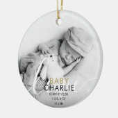 金ゴールド写真スクリプトベビー誕生統計の発表 セラミックオーナメント (左)