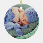 金ゴールド写真スクリプトベビー誕生統計の発表 セラミックオーナメント (裏面)