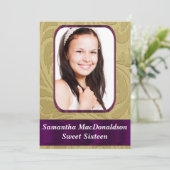 金ゴールド写真テンプレートsweet sixteen 招待状 (スタンド正面)