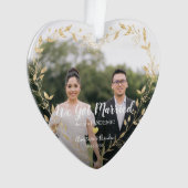 金ゴールド写真ハート結婚した，パンデミックのクリスマス オーナメント (正面)