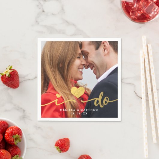 金ゴールド写真フェイクの紙結婚ナプキン スタンダードカクテルナプキン (インサイチュ)