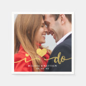 金ゴールド写真フェイクの紙結婚ナプキン スタンダードカクテルナプキン (正面)