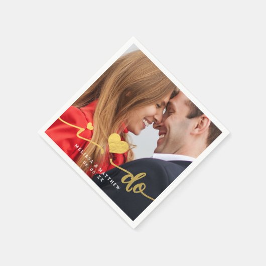 金ゴールド写真フェイクの紙結婚ナプキン スタンダードカクテルナプキン (角)