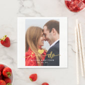 金ゴールド写真フェイクの紙結婚ナプキン スタンダードランチョンナプキン (インサイチュ)