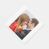 金ゴールド写真フェイクの紙結婚ナプキン スタンダードランチョンナプキン (角)