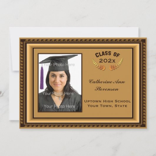 金ゴールド写真フレームフォトカード 案内状 (正面)