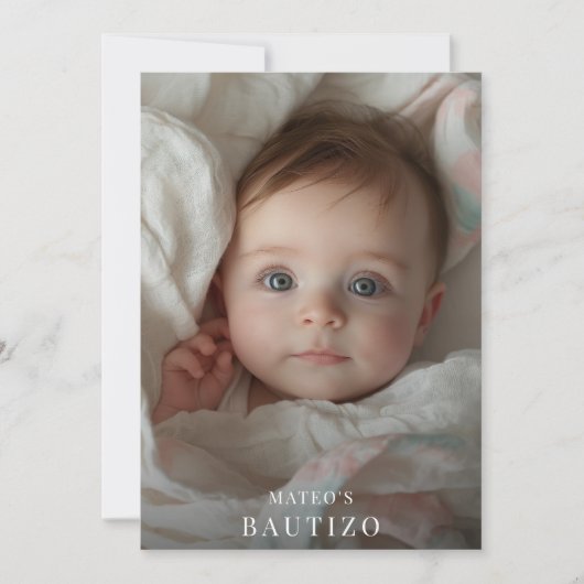 金ゴールド写真メキシコのバプテスマ招待状スペインの 招待状 (正面)