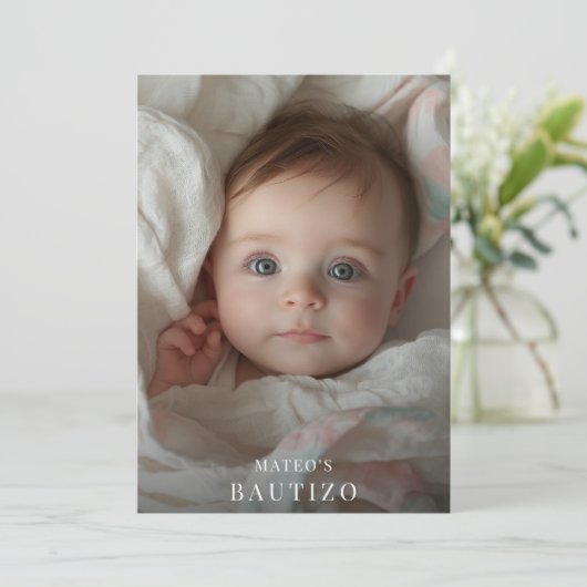 金ゴールド写真メキシコのバプテスマ招待状スペインの 招待状 (スタンド正面)