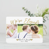 金ゴールド写真モダンの結婚婚約 招待状 (スタンド正面)