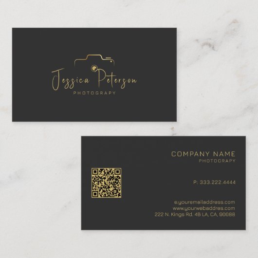 金ゴールド写真ロカスタムゴモダンタイポグラフィ 名刺 (正面/裏面)