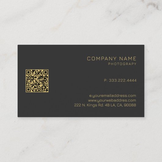 金ゴールド写真ロカスタムゴモダンタイポグラフィ 名刺 (裏面)